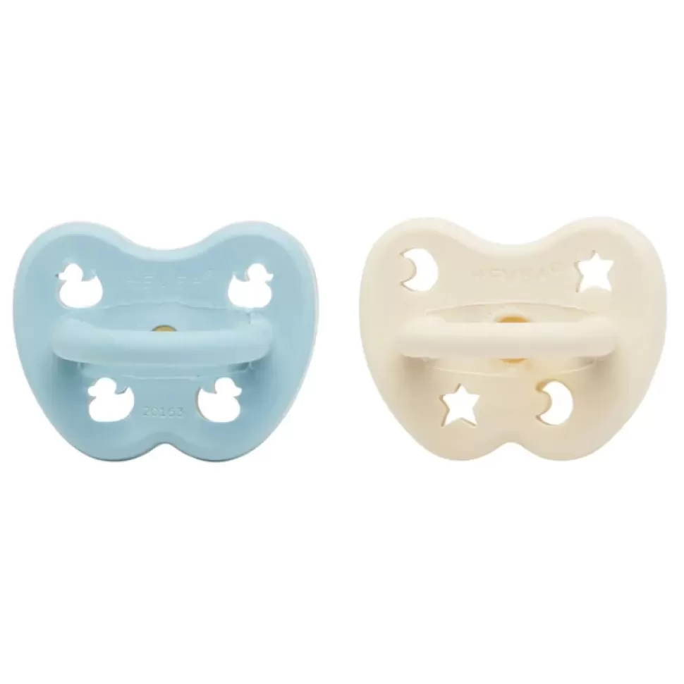 Online Hevea Speentje 0-3 Maanden Rond Duo Baby Blue / Milky White Speentjes